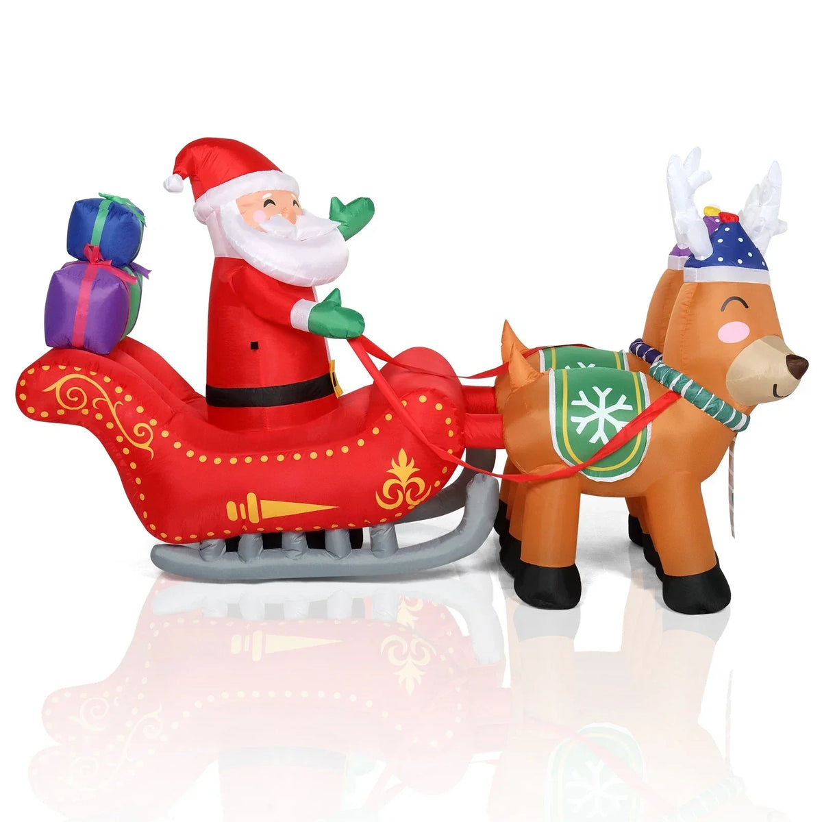 7FT Christmas Inflatable Santa Claus Sledge Sleigh Reindeer Blow Up Xmas Garden — alternate product view 5