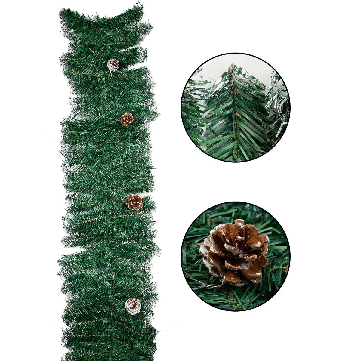 9ft Christmas Garland Snow Flocked With Lights Pinecones Berries Wreath Bushy — alternate product view 8