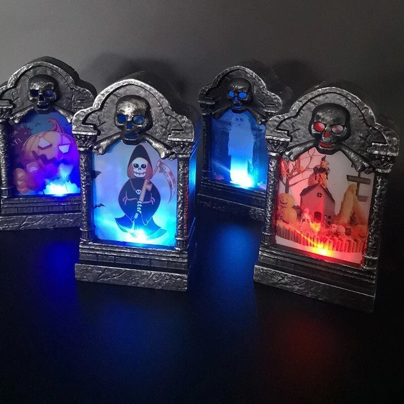 4x Halloween Light Up Tombstone Horror LED Game Props Outdoor Garden Party Decor — alternate product view 2