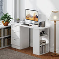 120cm Computer Desk PC Table Workstation w/ 3 Shelf & Drawers White — alternate product view 2