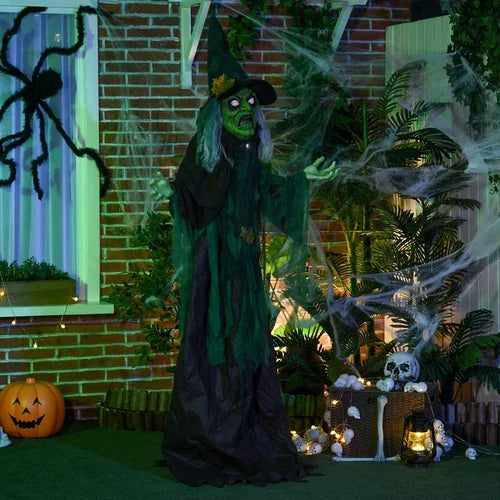 6ft Animated Halloween Witch Prop Outdoor Decoration with Glowing Eyes & Hear — alternate product view 6