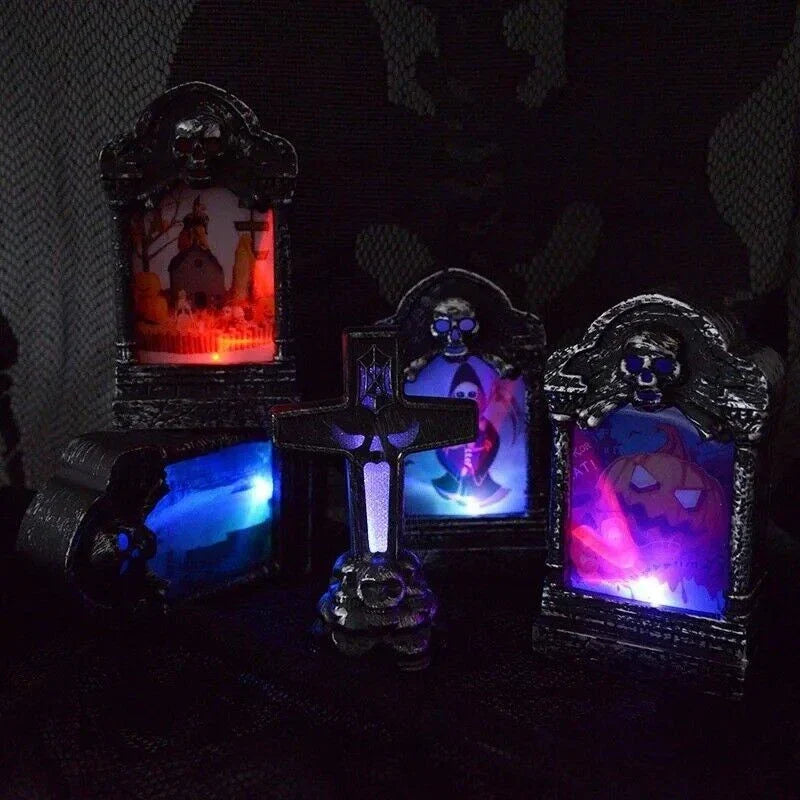 4x Halloween Light Up Tombstone Horror LED Game Props Outdoor Garden Party Decor — alternate product view 3