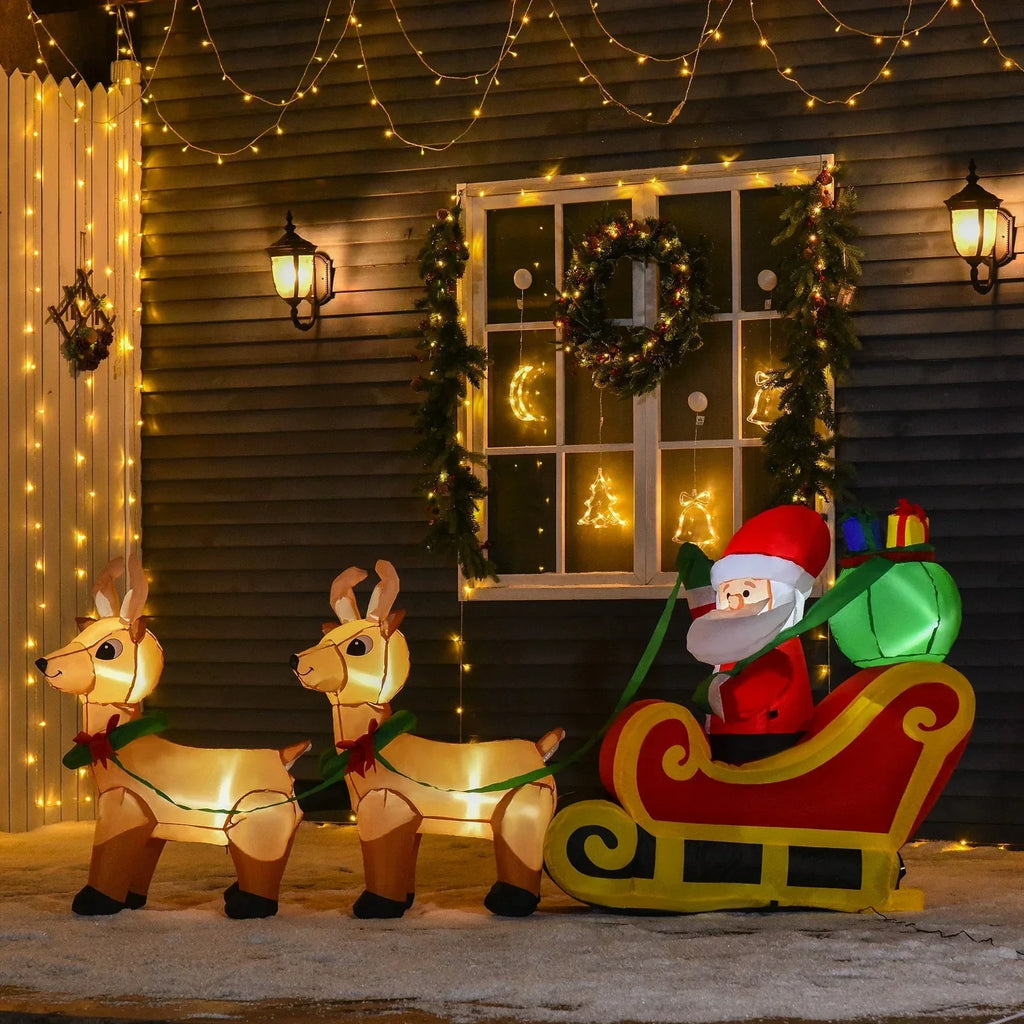 8ft Christmas Inflatable Santa Claus on Sleigh, LED Lighted Decoration — alternate product view 6