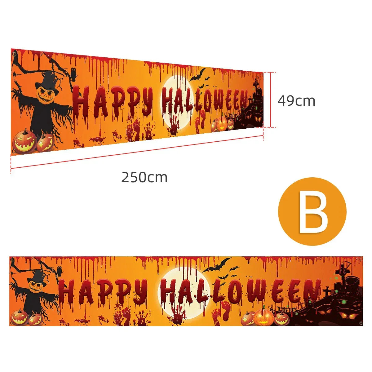 Happy Halloween Hanging Banner Flag Party Celebrate Foldable Home Outdoor Decor — B — product view