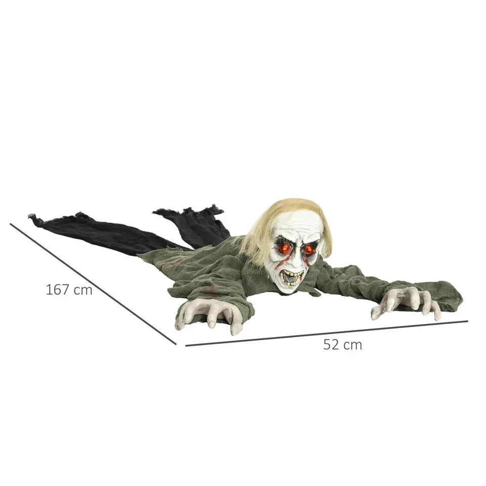 167 cm Halloween Crawling Zombie, Outdoor Animated Prop — on a clean white background