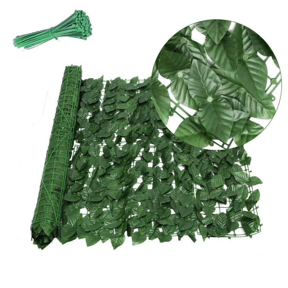 Artificial Hedge Fake Ivy Leaf Garden Fence Privacy Screening Roll Wall Panel 18x2m — on a clean white background