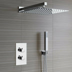 Modern Concealed Square Shower Brass Valve Mixer Twin Head Shower Set Chrome — alternate product view 8