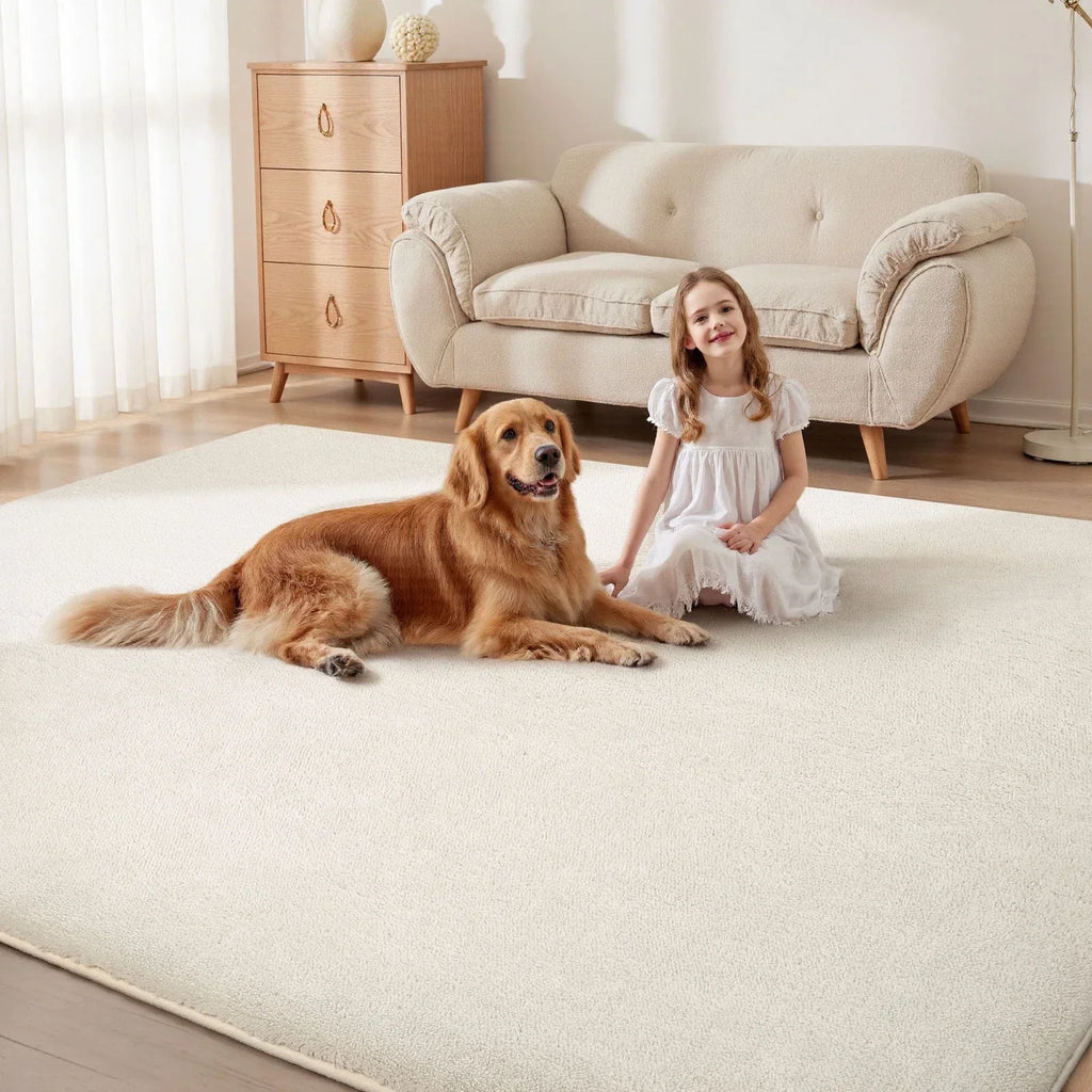 Cream Fluffy Anti-Slip Mat Living Room Bedroom Rug Carpet — alternate product view 2