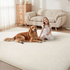 Cream Fluffy Anti-Slip Mat Living Room Bedroom Rug Carpet — alternate product view 2