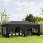 3x6m Popup Garden Heavy Duty Gazebo Marquee Party Tent Canopy with 6 Side Walls — Black — product view