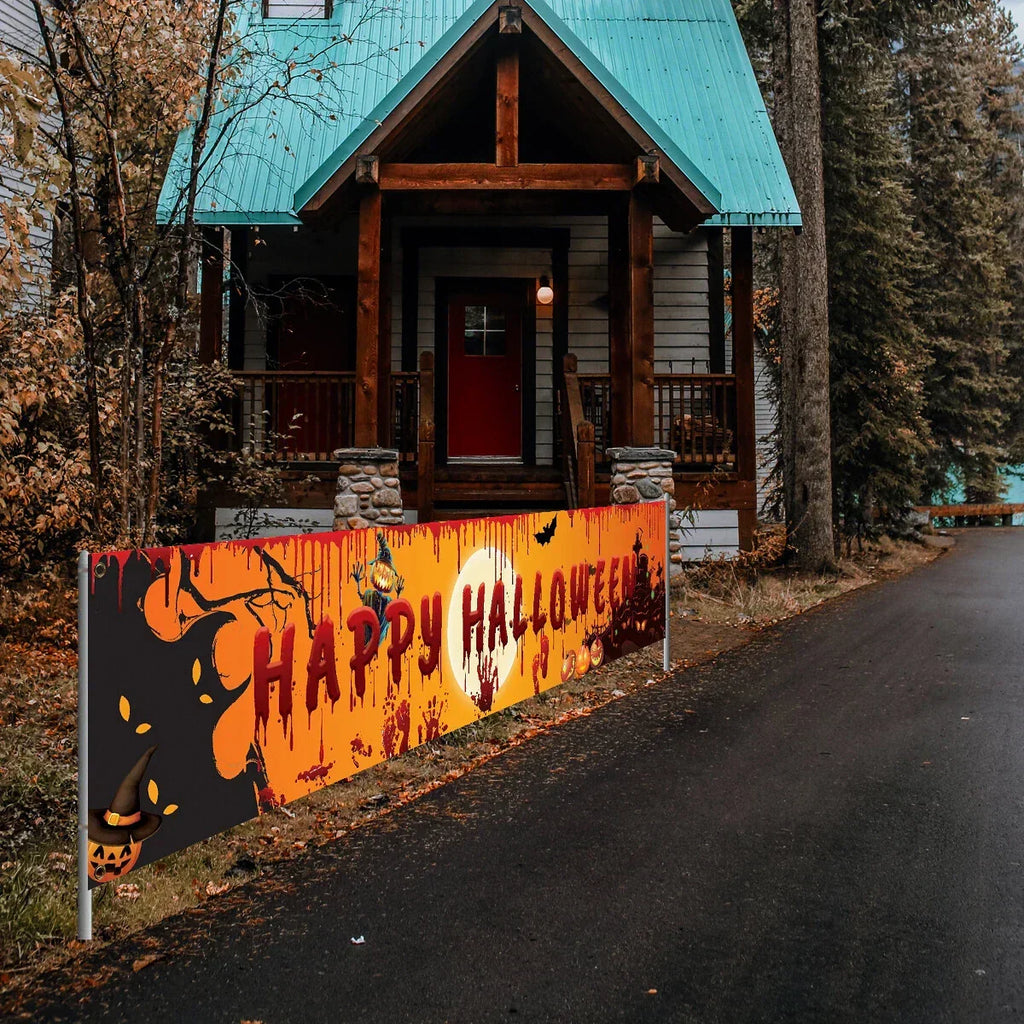 Happy Halloween Hanging Banner Flag Party Celebrate Foldable Home Outdoor Decor — alternate product view 10