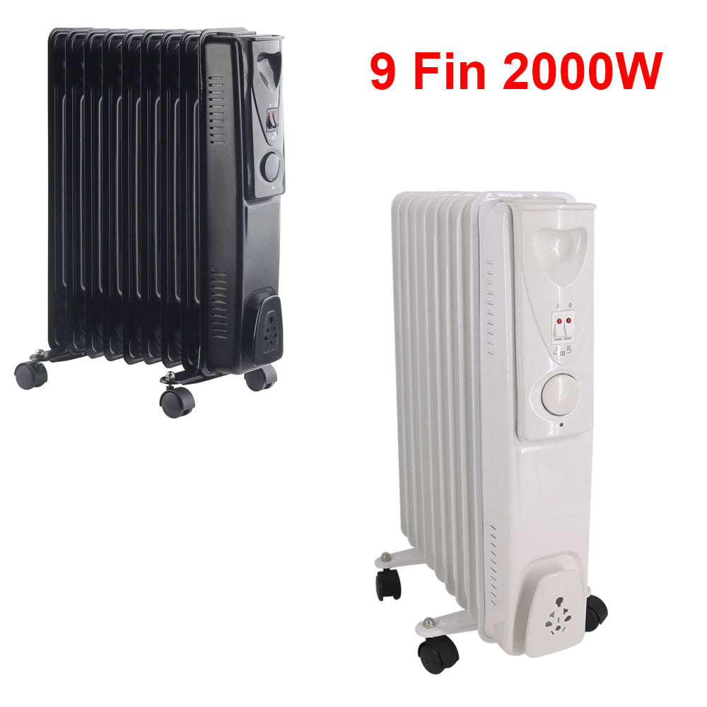 Oil Filled Radiator Portable Electric Heater Thermostat 6 7 9 11 Fin White Black — alternate product view 9