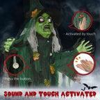 6ft Animated Halloween Witch Prop Outdoor Decoration with Glowing Eyes & Hear — alternate product view 7