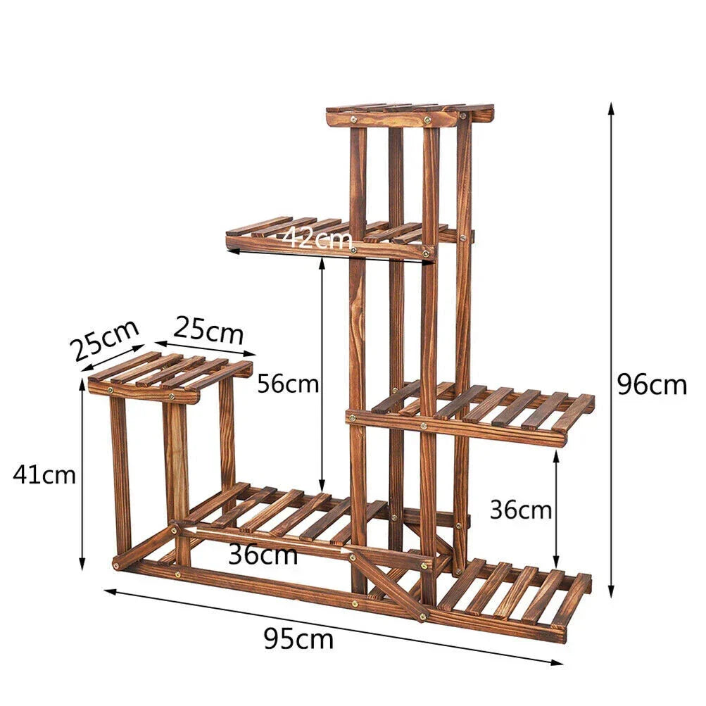 Wood Flower Display Plant Stand 5 Tier Corner Shelf Storage Rack Indoor Outdoor — on a clean white background