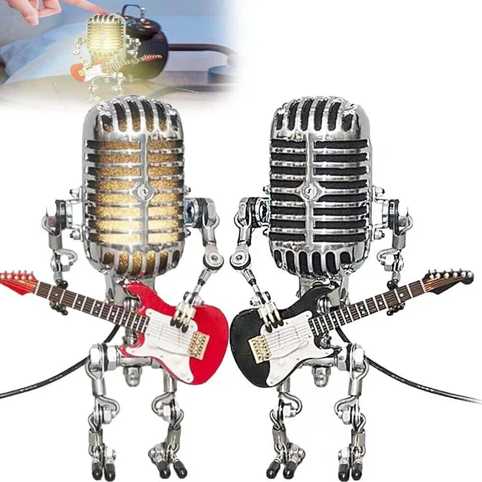 Retro Microphone Robot Desk Lamp LED Table Light Steampunk Ornament Decor Gifts — alternate product view 8