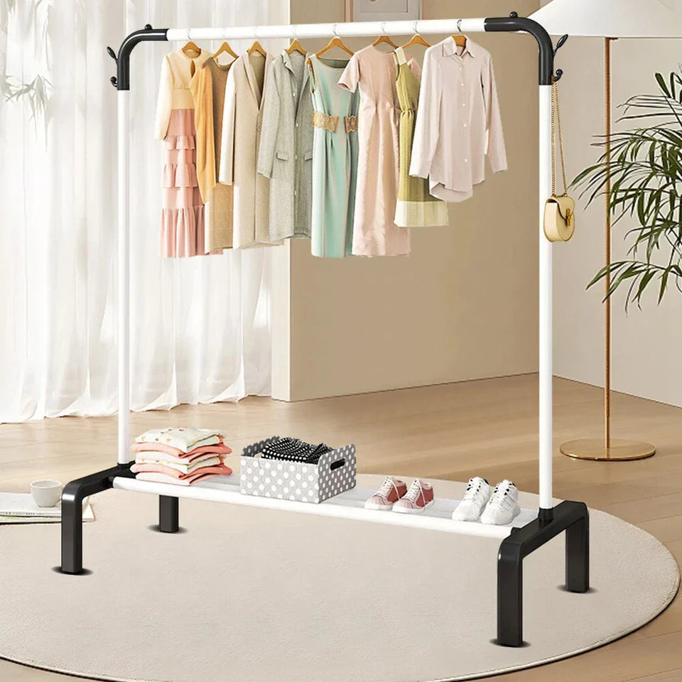 Heavy Duty Metal Clothes Rack Single Rail Garment Dress Indoor — alternate product view 3