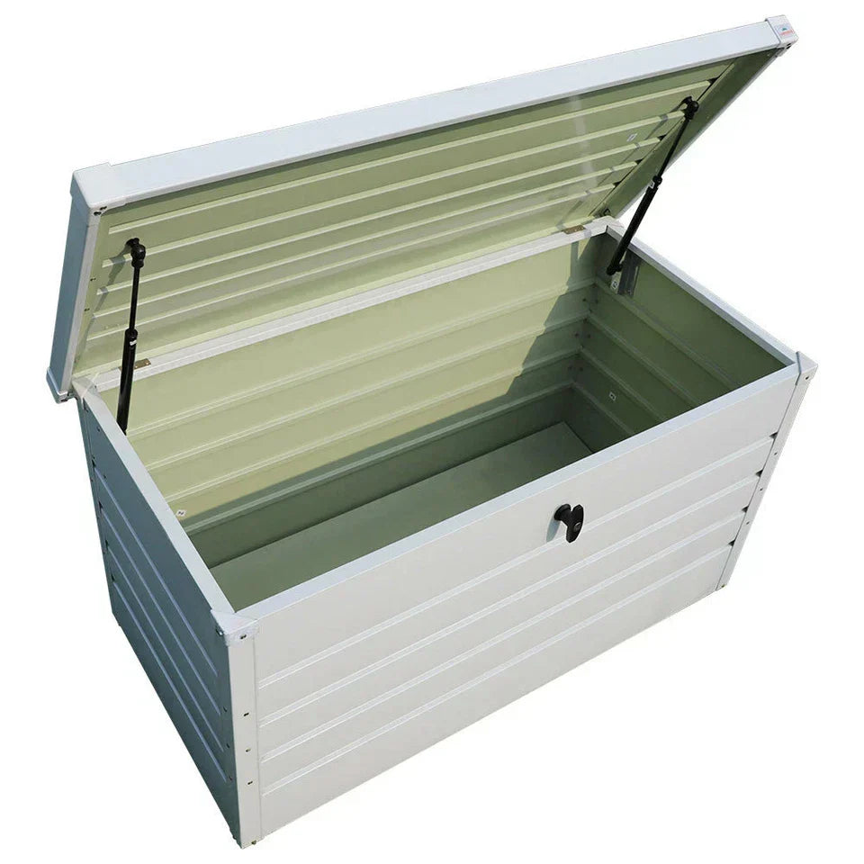 400L Outdoor Garden Storage Metal Steel Chest Cushion Box Case Shed Sit-On Lid — alternate product view 7