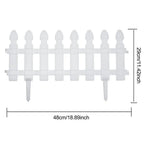 4,8,12 PCS White Plastic Picket Fencing Wooden Effect Lawn Border Edge Garden Edging — on a clean white background