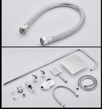 Shower Kit Twin Head 2 Mixer Shower Heads Rail Hose Riser Square Bathroom Set — alternate product view 8