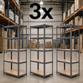 3x Metal 5 Tier Garage Shelves Shelving Unit Racking Storage 150 x 70 x 30cm — alternate product view 2
