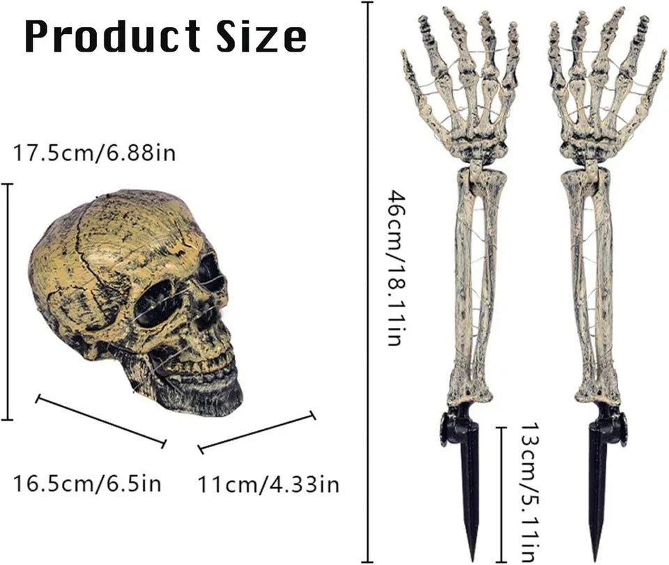 Large Ground Breaking Skeleton with Light Up Eyes Halloween Decoration Prop — on a clean white background