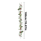 2M Christmas Garland Holly Leaf Red Berries Winter Fireplace Hanging Party Decor — alternate product view 9