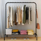 Heavy Duty Metal Clothes Rail Rack Garment Hanging Display Stand Storage Shelf — Black#2 — product view