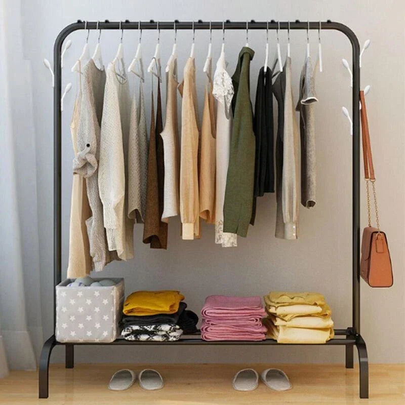 Heavy Duty Metal Clothes Rail Rack Garment Hanging Display Stand Storage Shelf — Black#2 — product view