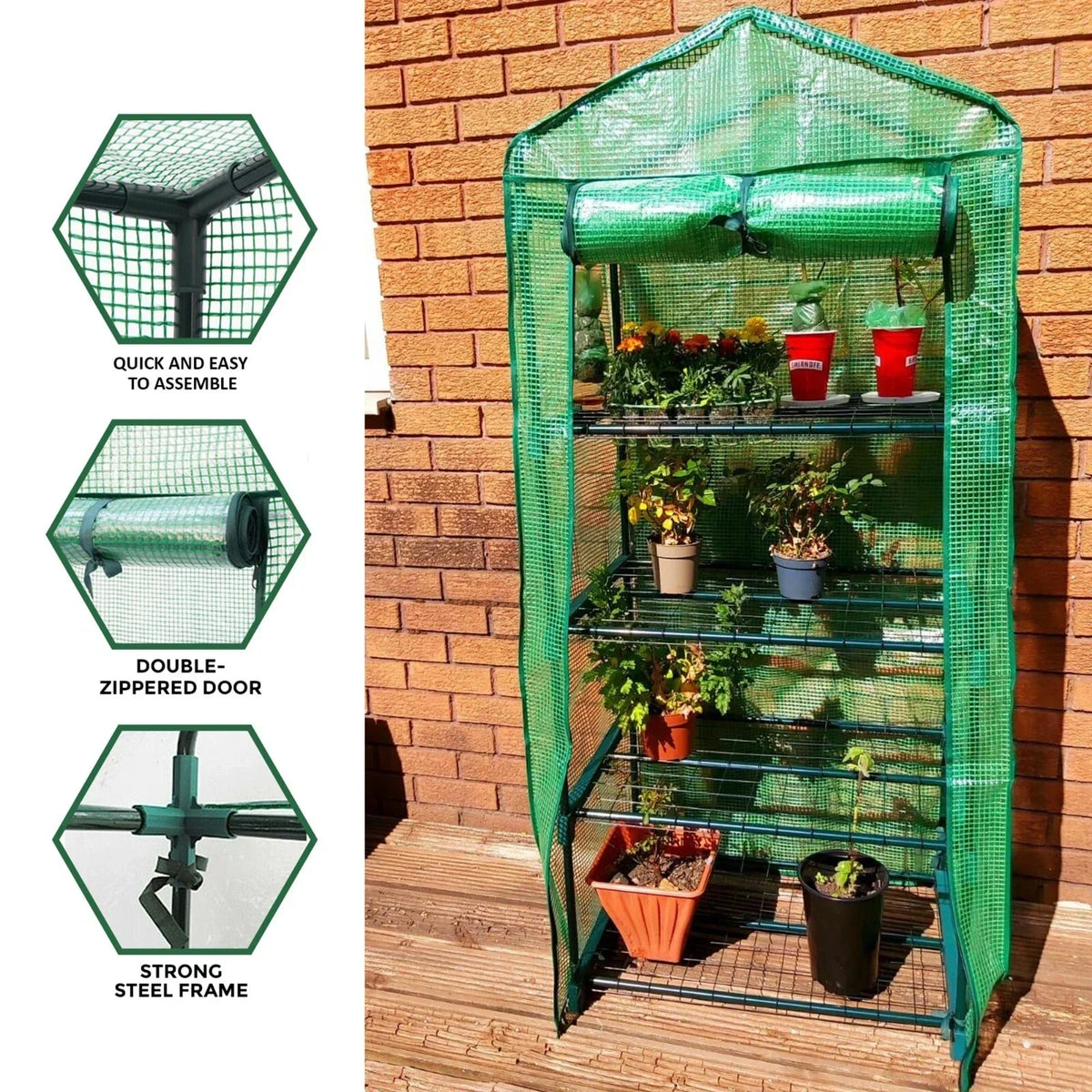 4 Tier Mini Greenhouse Outdoor Garden Plants Grow Green House with PVC Cover — alternate product view 3