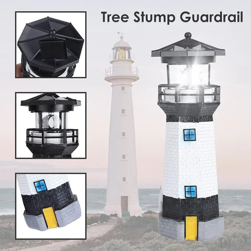 Solar Powered Lighthouse Rotating Led Garden Light House Decoration Ornament UK — alternate product view 9