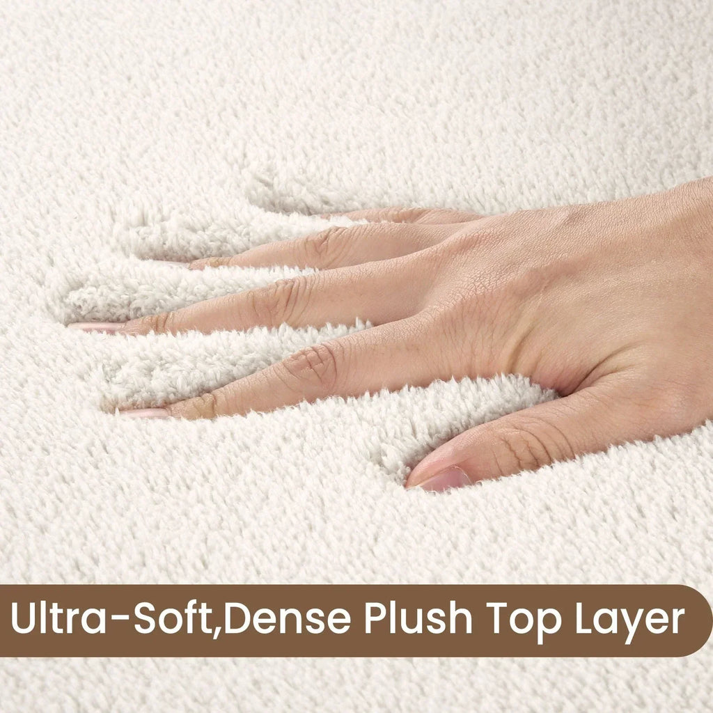 Cream Fluffy Anti-Slip Mat Living Room Bedroom Rug Carpet — alternate product view 5