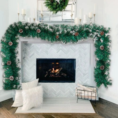 9ft Christmas Garland Snow Flocked With Lights Pinecones Berries Wreath Bushy — alternate product view 5