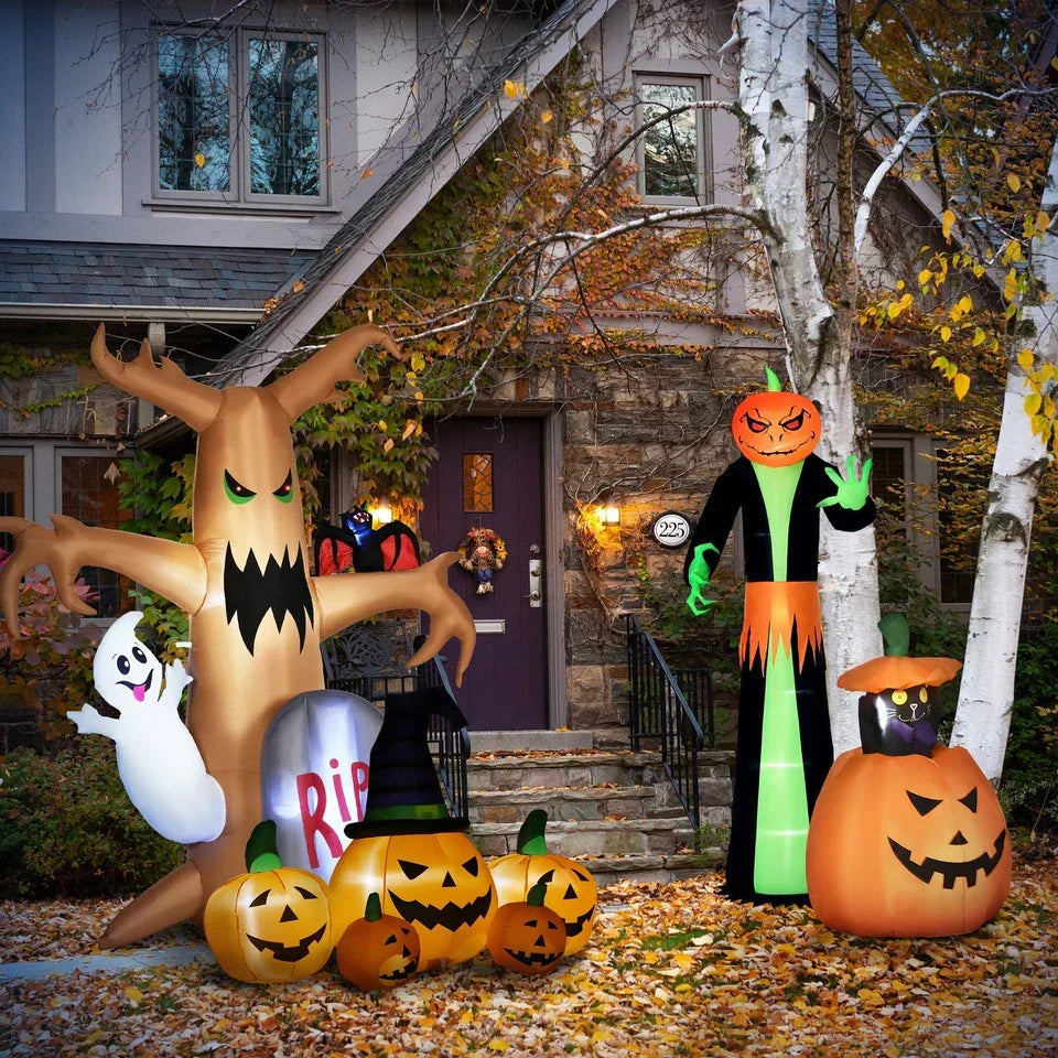 6ft Inflatable Halloween Large Pumpkin in Hat w/ Four Small Pumpkin LED — alternate product view 3