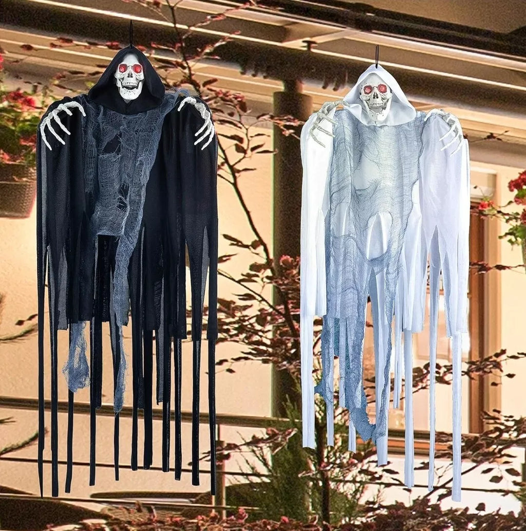 2x Hanging Grim Reaper Halloween Props – LED Eyes, Motion Activated — alternate product view 3