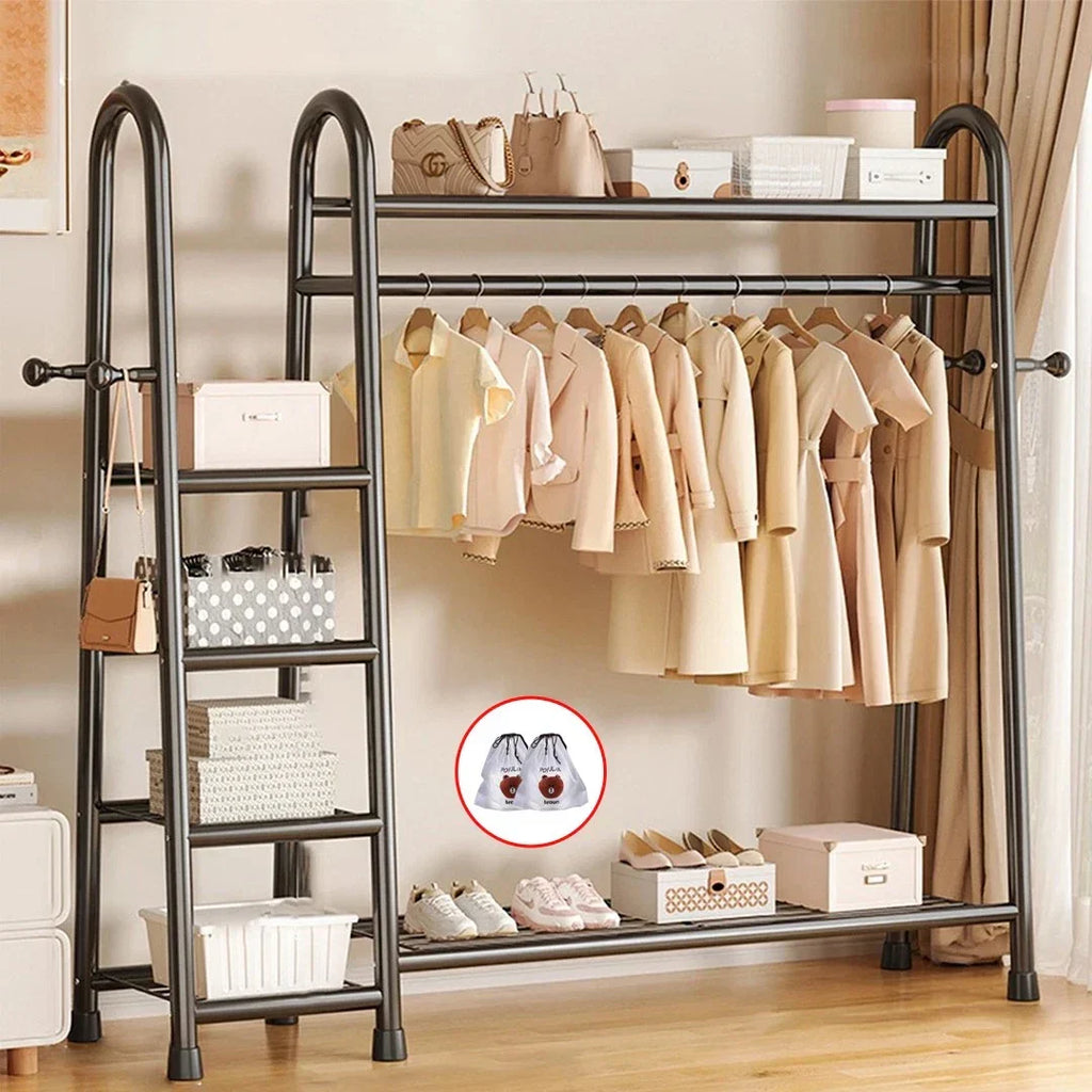 Heavy Duty Double Clothes Rail Rack Garment Hanging Stand Open Wardrobe Shelf — main product view