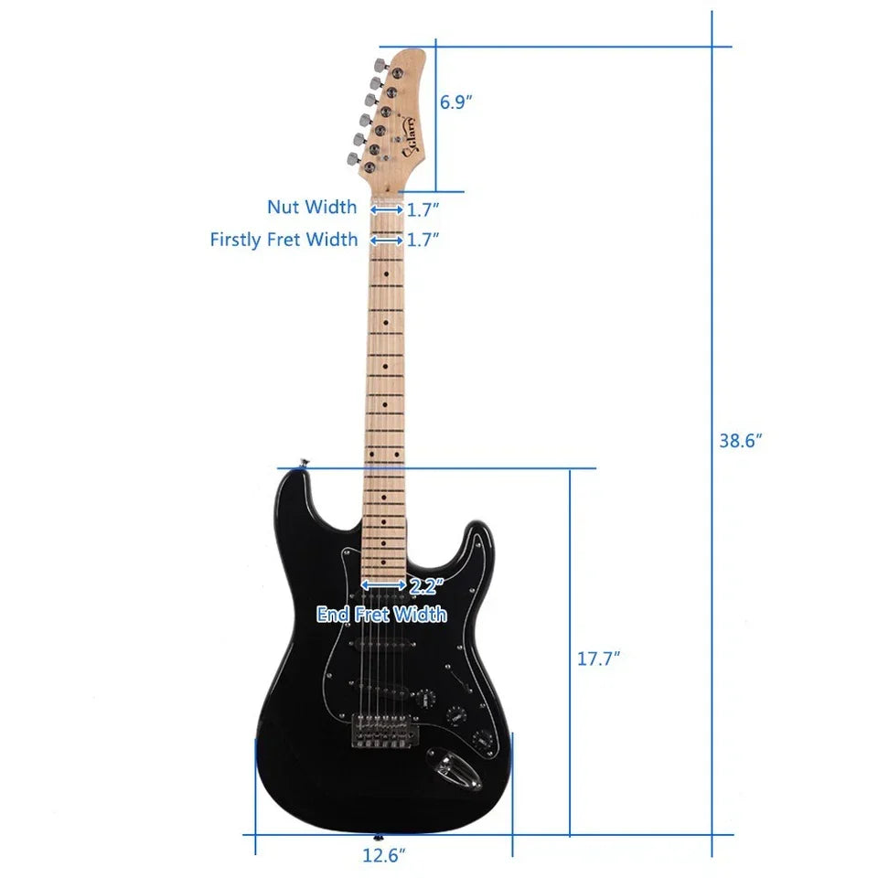 Glarry GST Electric Guitar W/ Pickguard 3 Single Pickup Bag Strap Wire Plectrum — alternate product view 4