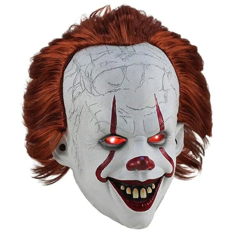 Adult Pennywise Clown Halloween Mask Men — Clown Mask - With lamp — on a clean white background