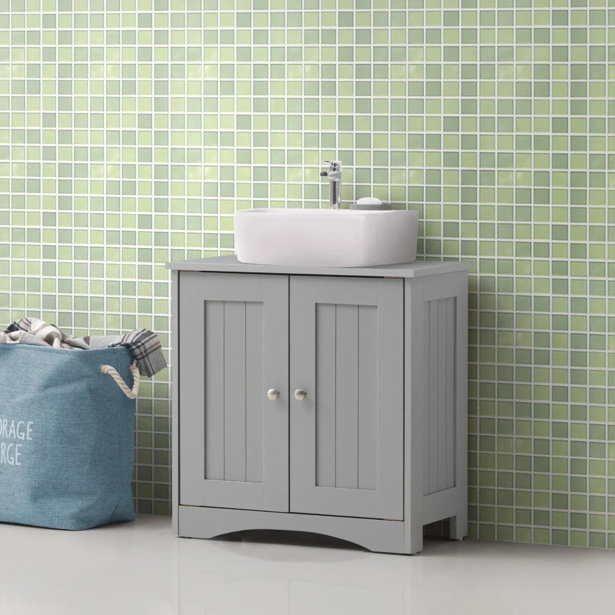 Grey Bathroom Under Sink Cabinet Basin Storage Cupboard Vanity Unit Furniture — alternate product view 2