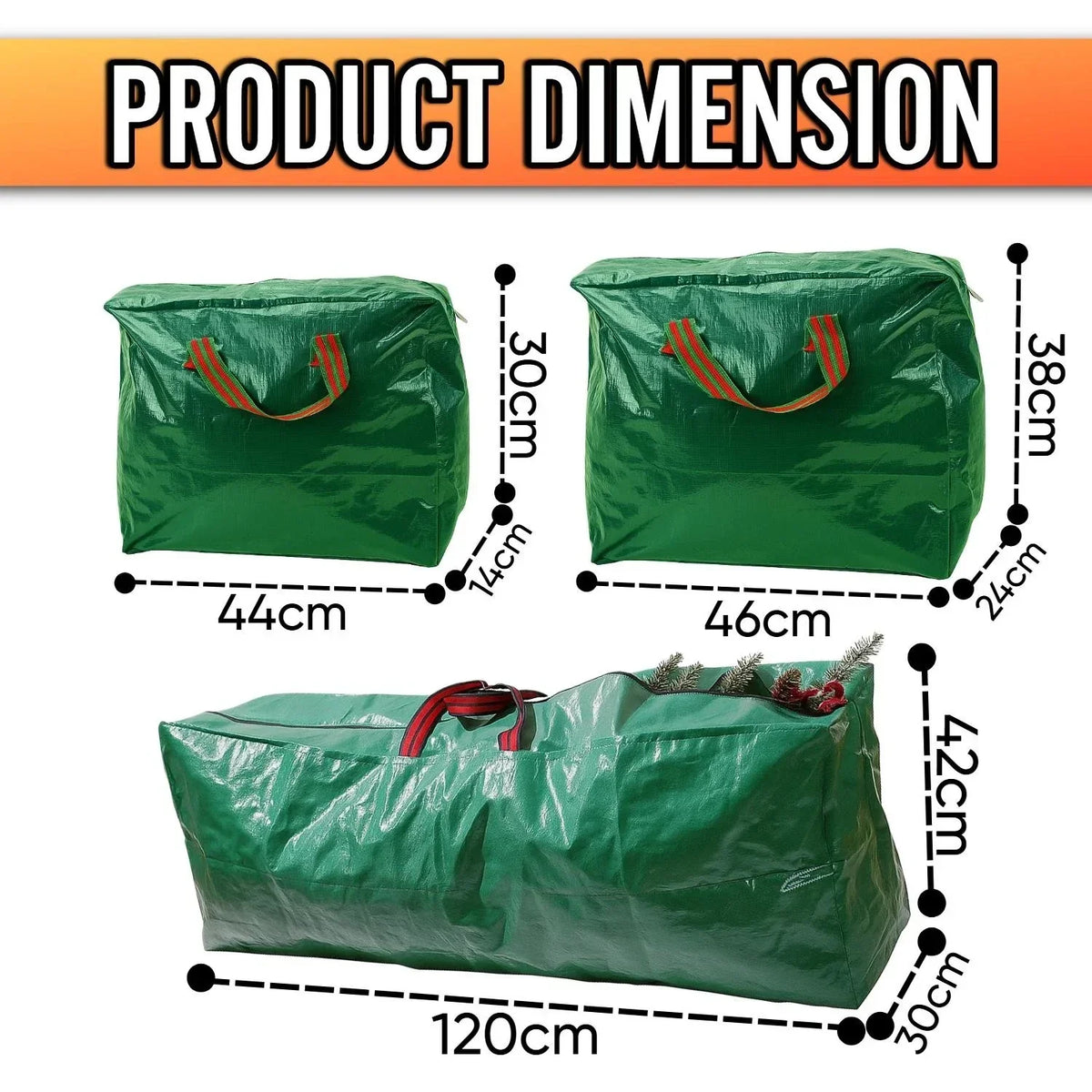Set Of 3 Green Christmas Tree Storage Bag — alternate product view 4