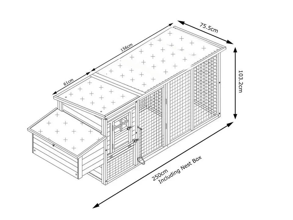 Large 8FT Chicken Coop Hen Poultry Ark House Hutch Run Nest — on a clean white background