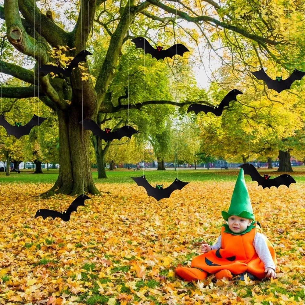 12PCS Halloween Hanging Bats, Halloween Flying Bat Hanging Decorations — alternate product view 7