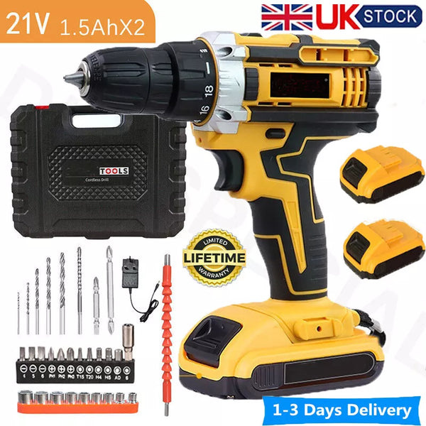 2 Battery 21V Cordless Drill Combi Driver High Power Electric Screwdriver Set UK — alternate product view 4