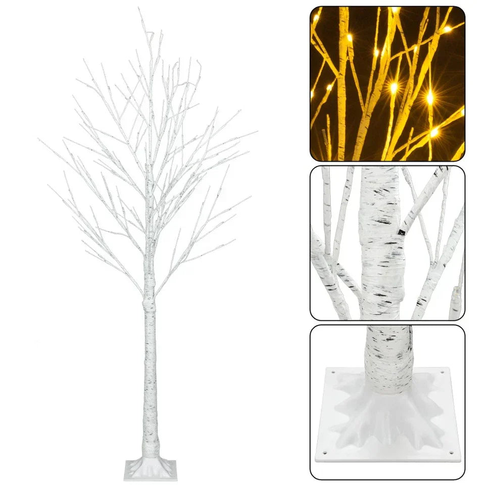 Outdoor 4ft, 6ft, 8ft Birch Christmas Twig Tree Pre Lit Ice Warm White Multi LED — alternate product view 9