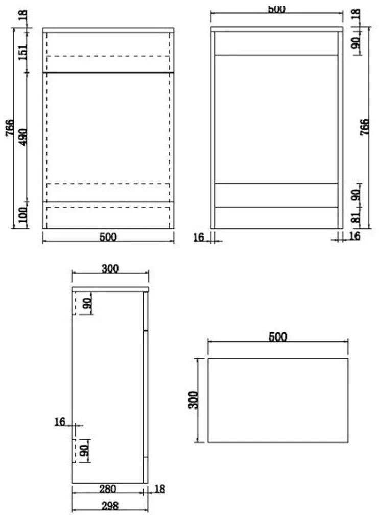500mm Bathroom Toilet Soft Close Seat Back To Wall Cistern Furniture Unit White — alternate product view 6