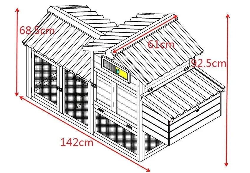 Chicken Coop Run Hen House Poultry Ark Home Nest Box Coup Coops Rabbit Hutch — on a clean white background