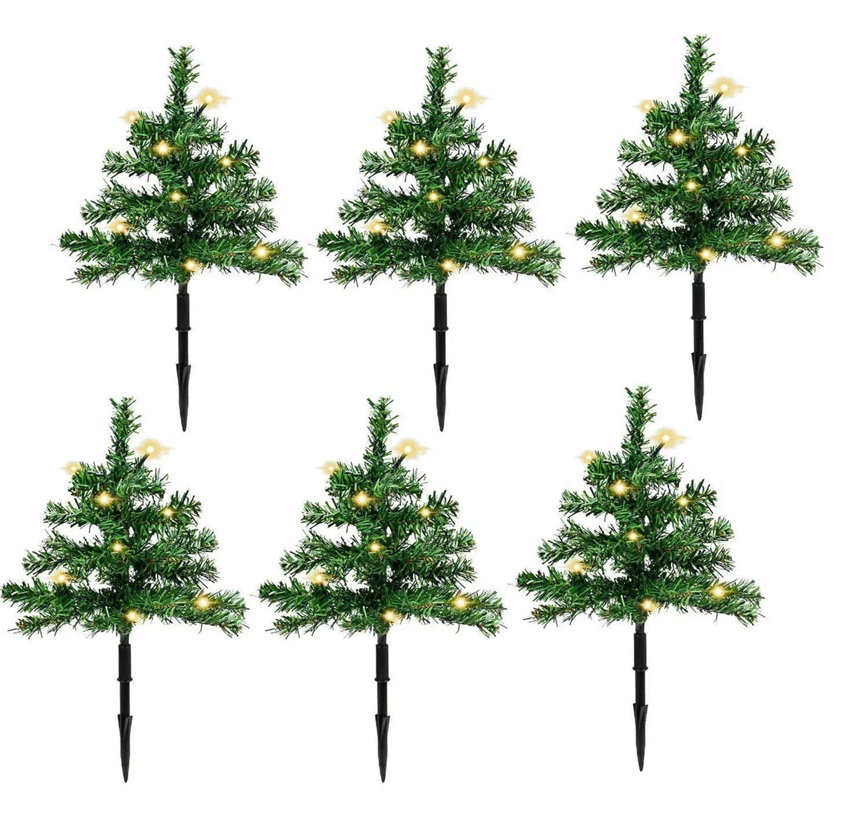 6 x Pre Lit Garden Christmas Tree Path Lights 90 LED Set Lawn Outdoor Decoration — alternate product view 6
