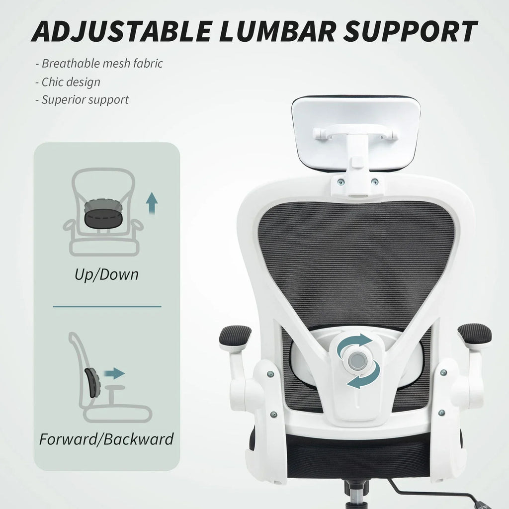 Ergonomic Mesh Office Chair with Headrest, Lumbar Support, Black — alternate product view 4