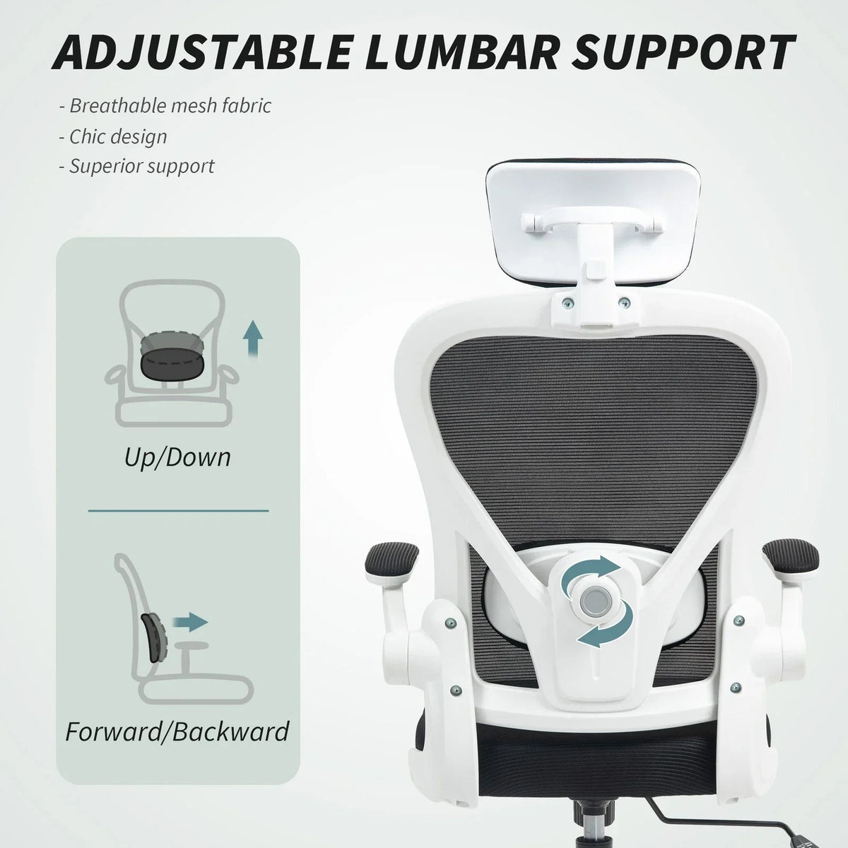 Ergonomic Mesh Office Chair with Headrest, Lumbar Support, Black — alternate product view 4