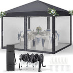 3X3M Heavy Duty Pop-up Gazebo Garden Canopy Tent W/ Detachable Mosquito Netting — alternate product view 4
