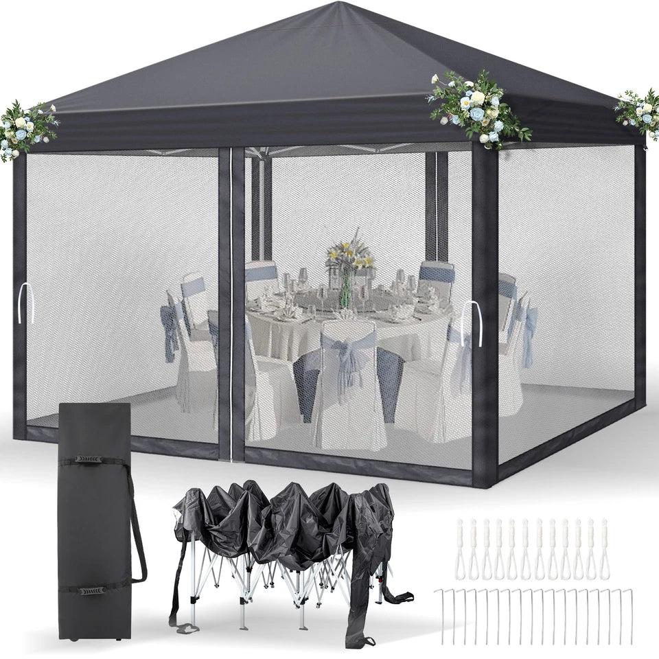 3X3M Heavy Duty Pop-up Gazebo Garden Canopy Tent W/ Detachable Mosquito Netting — alternate product view 4